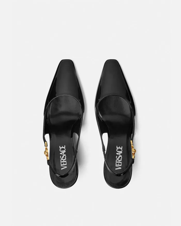 Medusa 03995 Slingback Pumps 85 Mm Blackgold Women Versace Pumps and Slingbacks