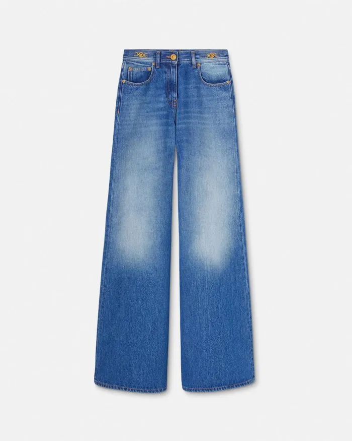 Medusa 03995 Wide Flared Jeans Blue Women Versace Denim
