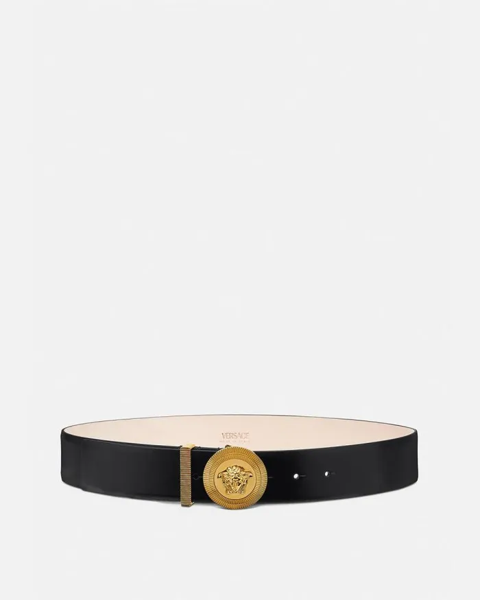 Medusa Biggie Leather Belt 4 Cm Blackgold Women Versace Belts