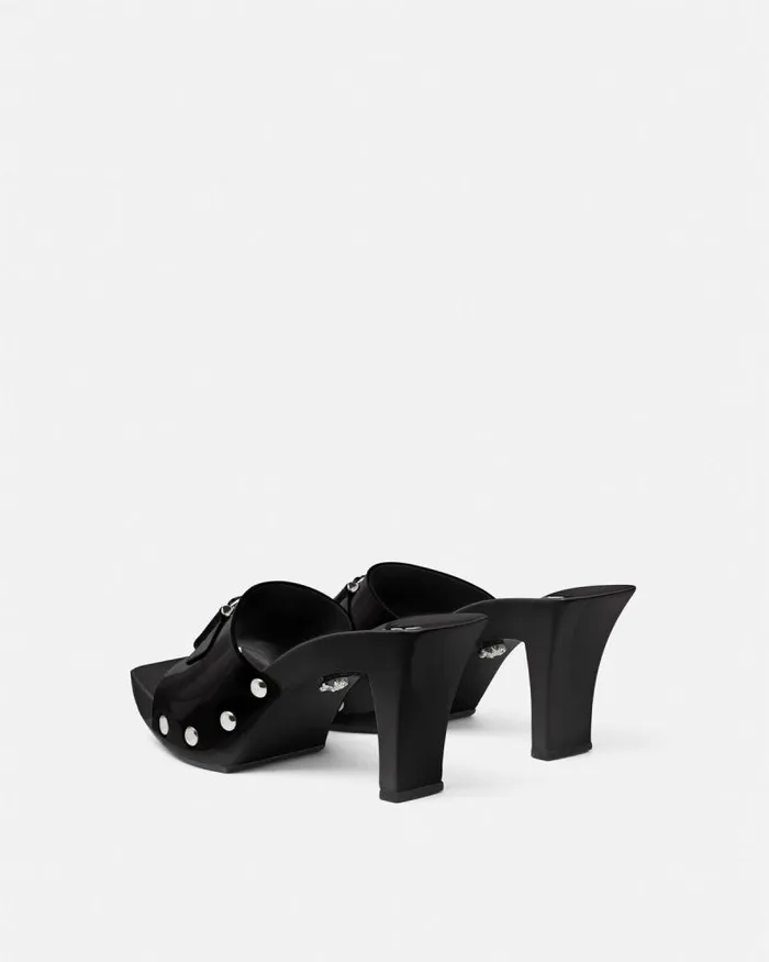Medusa Buckle Patent Clogs 60 Mm Blacksilver Women Versace Sandals