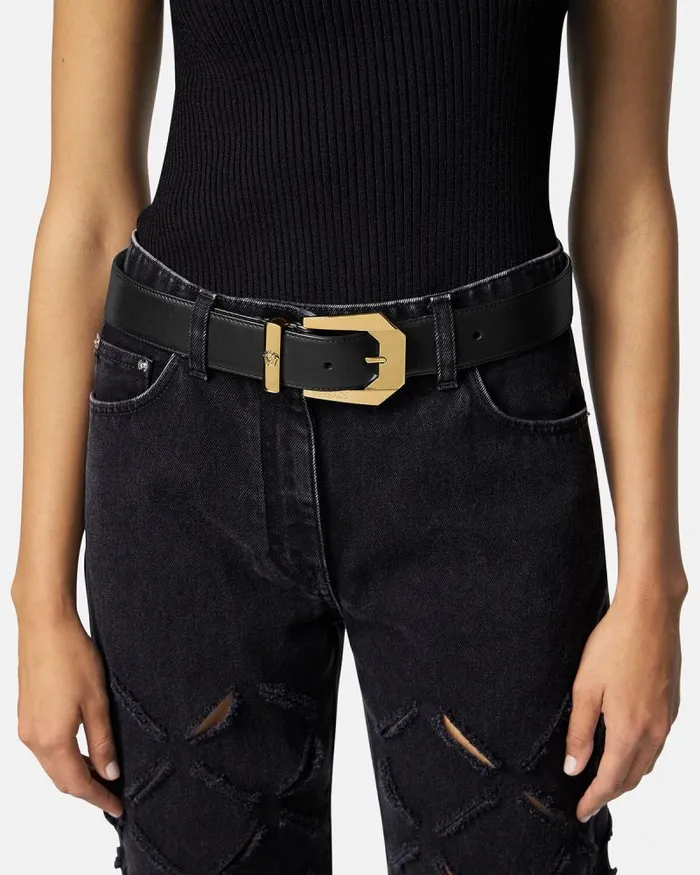 Medusa Heritage Leather Belt 4 Cm Blackgold Women Versace Belts