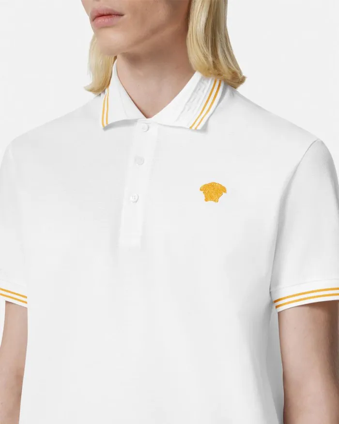 Medusa Polo Shirt White Men Versace TShirts and Polos