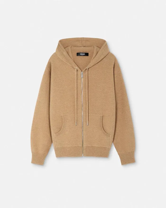 Medusa Towel Zip Hoodie Beige Women Versace Knitwear