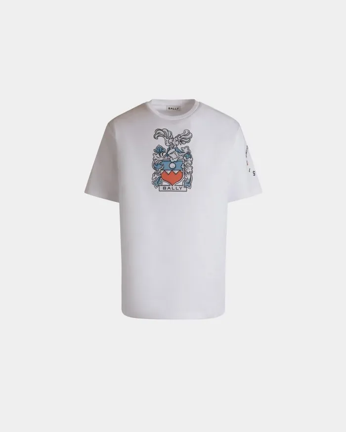 Men Bally Shirts and TShirts TShirt With Bally Crest In White Cotton White