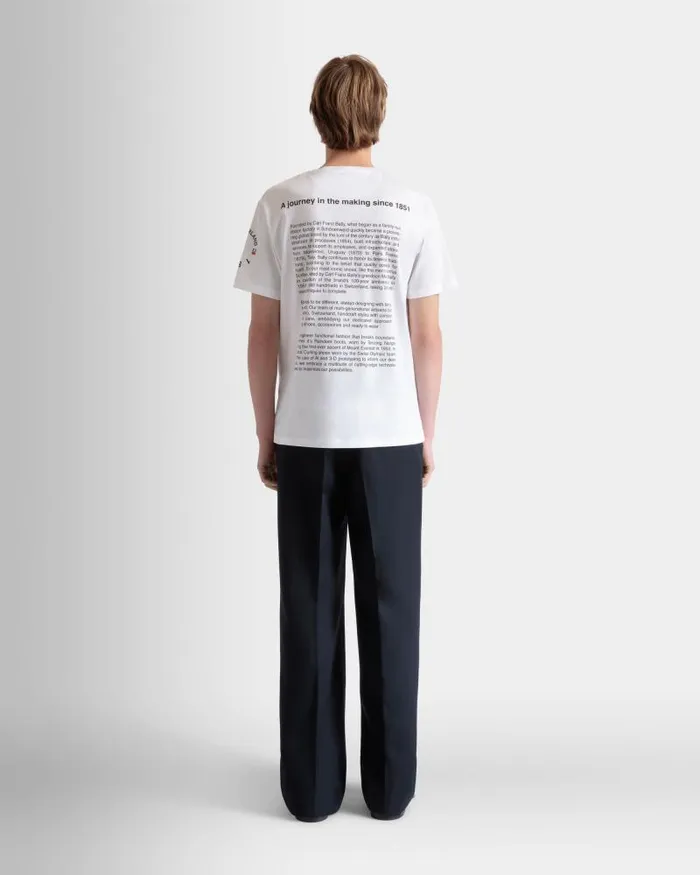 Men Bally Shirts and TShirts TShirt With Bally Crest In White Cotton White Men Bally Shirts and TShirts TShirt With Bally Crest In White Cotton White