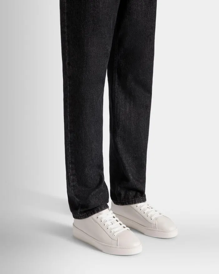 Men Bally Sneakers Raise Sneaker In White Grained Leather White Men Bally Sneakers Raise Sneaker In White Grained Leather White