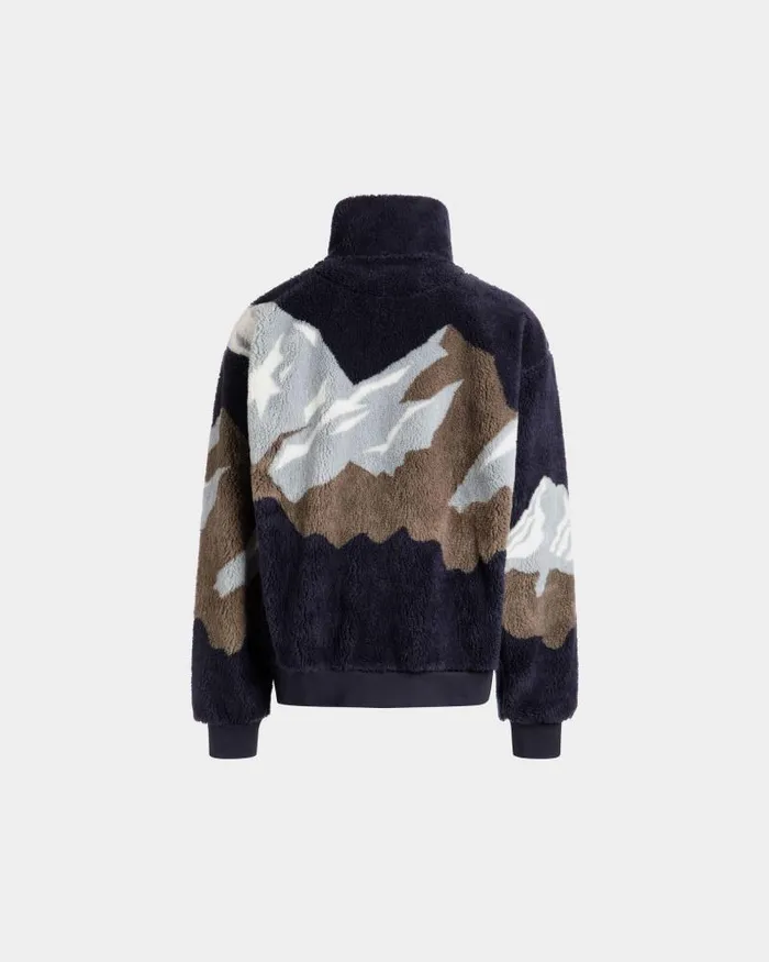 Men Bally Tracksuits Winter Capsule Half Zip Sweatshirt In Navy Blue Fleece Blue Men Bally Tracksuits Winter Capsule Half Zip Sweatshirt In Navy Blue Fleece Blue