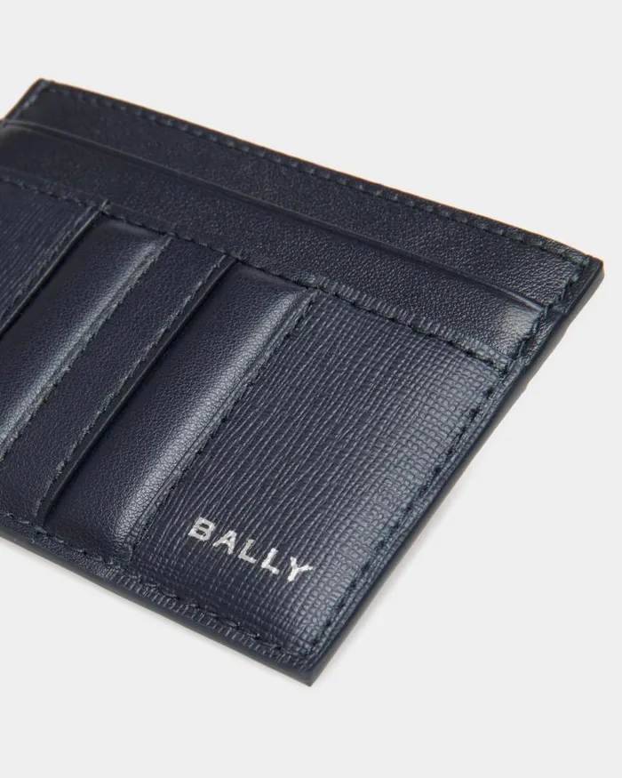 Men Bally Wallets and Card Holders Mythos Card Holder In Navy Blue Recycled Leather Blue Men Bally Wallets and Card Holders Mythos Card Holder In Navy Blue Recycled Leather Blue
