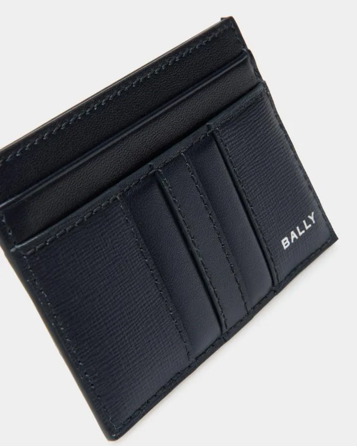 Men Bally Wallets and Card Holders Mythos Card Holder In Navy Blue Recycled Leather Blue Men Bally Wallets and Card Holders Mythos Card Holder In Navy Blue Recycled Leather Blue