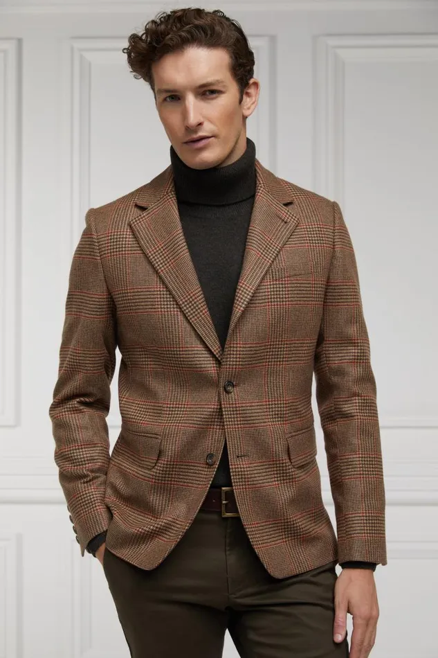 Men Blazers Holland Cooper The Single Breasted Blazer Clarence Check Merlot