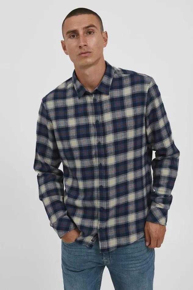 Men Blend Shirts Long Sleeved Shirt Dress Blues