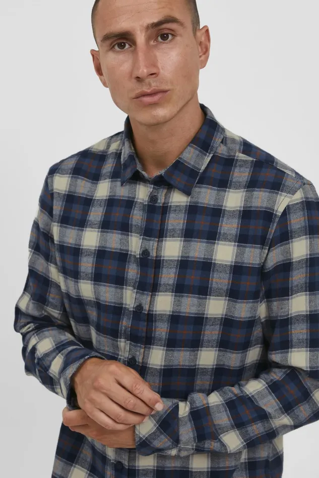 Men Blend Shirts Long Sleeved Shirt Dress Blues