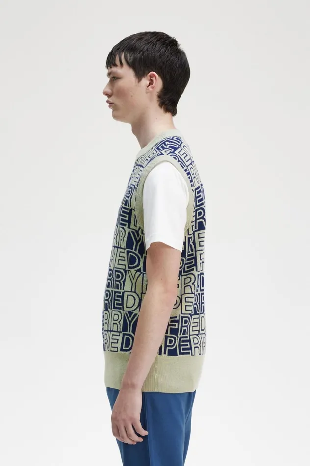 Men Block Graphic Tank Seagrass Fred Perry Knitwear