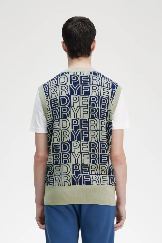 Men Block Graphic Tank Seagrass Fred Perry Knitwear