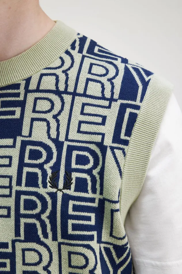 Men Block Graphic Tank Seagrass Fred Perry Knitwear