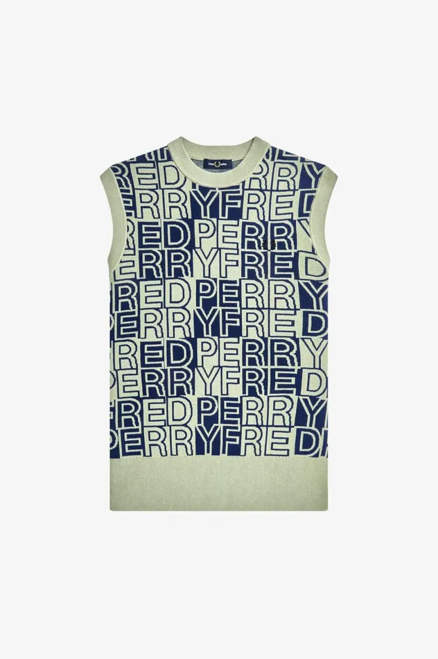 Men Block Graphic Tank Seagrass Fred Perry Knitwear