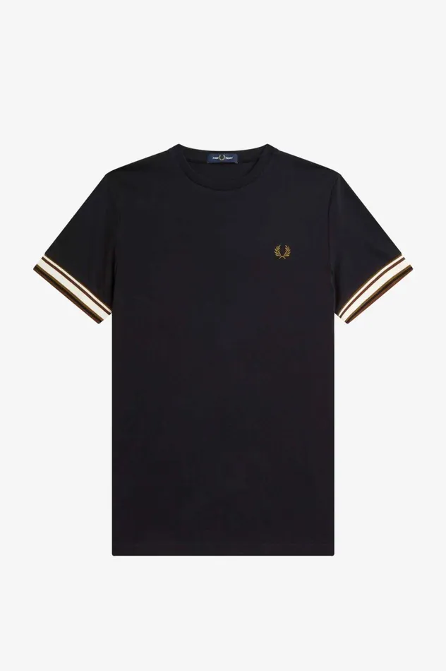 Men Bold Tipped Piqu TShirt Black Fred Perry TShirts