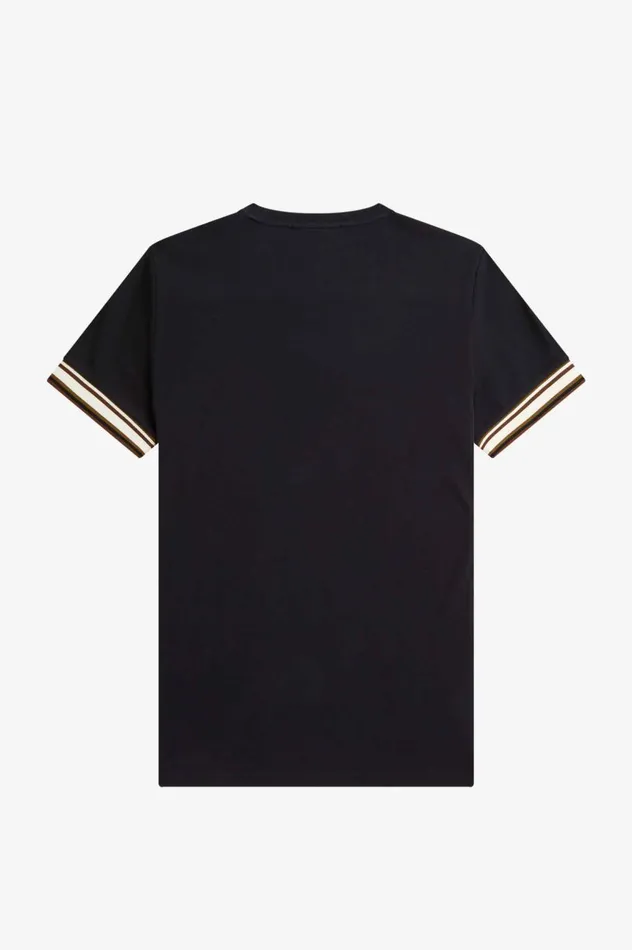 Men Bold Tipped Piqu TShirt Black Fred Perry TShirts