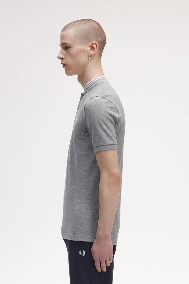 Men Bomber Collar Polo Shirt Steel Marl Fred Perry Polo Shirts