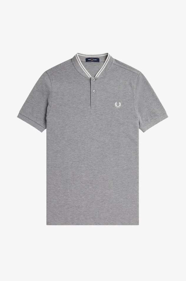 Men Bomber Collar Polo Shirt Steel Marl Fred Perry Polo Shirts