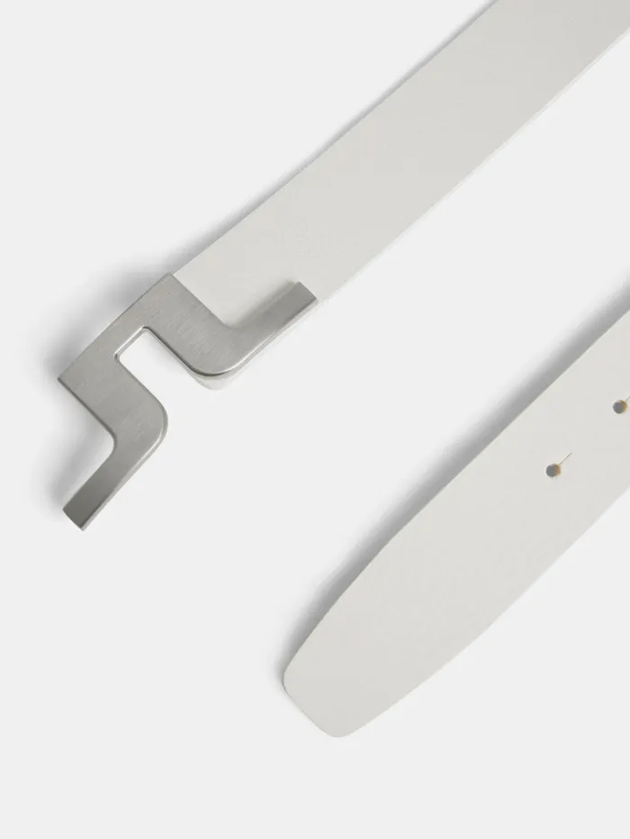 Men Bridger Leather Belt White JLindeberg Belts Men Bridger Leather Belt White JLindeberg Belts