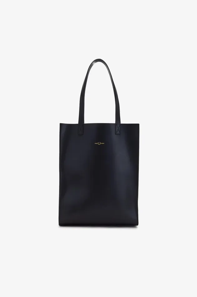 Men Burnished Leather Tote Bag Black Fred Perry Bags
