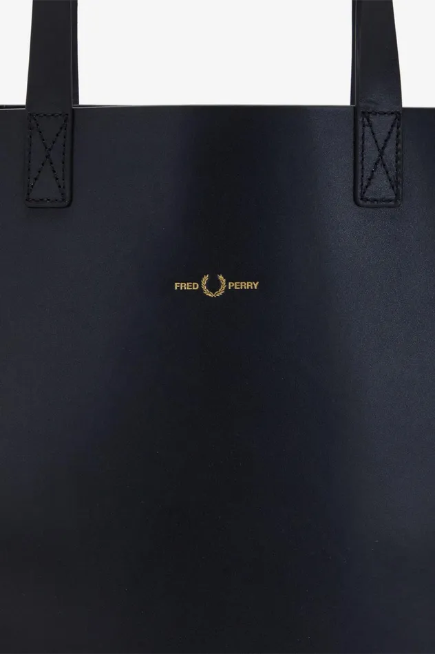 Men Burnished Leather Tote Bag Black Fred Perry Bags