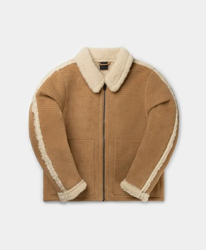 Men Camel Faux Fur Jacket Daily Paper Jackets