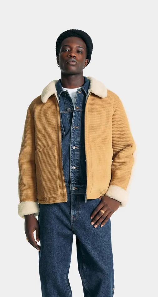 Men Camel Faux Fur Jacket Daily Paper Jackets Men Camel Faux Fur Jacket Daily Paper Jackets