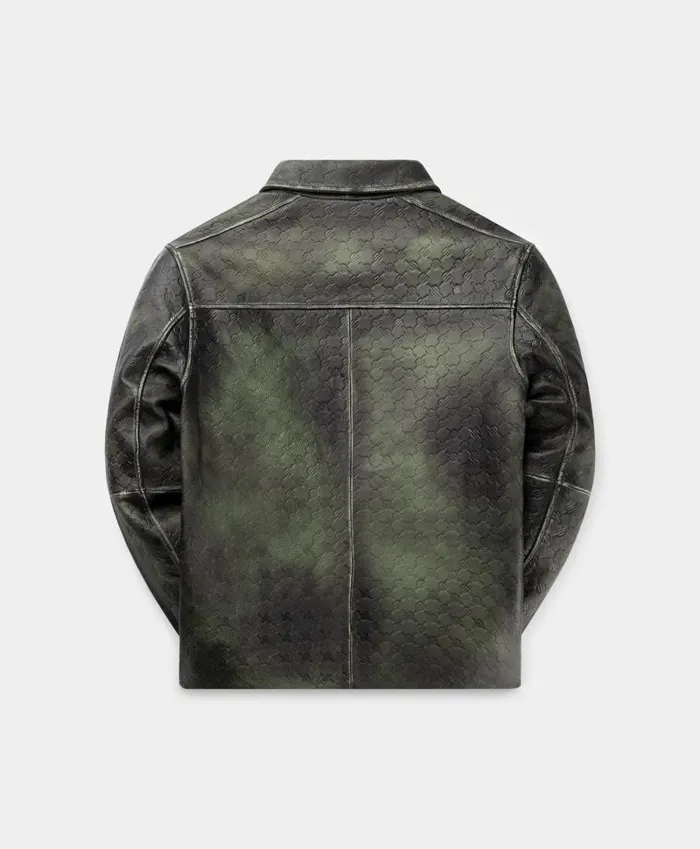 Men Cardamom Green Silence Monogram Leather Jacket Daily Paper Jackets Men Cardamom Green Silence Monogram Leather Jacket Daily Paper Jackets