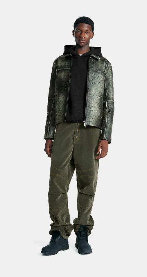 Men Cardamom Green Silence Monogram Leather Jacket Daily Paper Jackets Men Cardamom Green Silence Monogram Leather Jacket Daily Paper Jackets