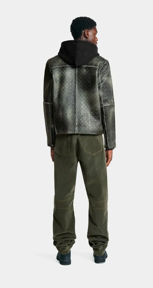 Men Cardamom Green Silence Monogram Leather Jacket Daily Paper Jackets Men Cardamom Green Silence Monogram Leather Jacket Daily Paper Jackets