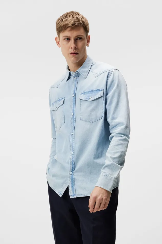 Men Carson Denim Shirt Light Blue JLindeberg Shirts