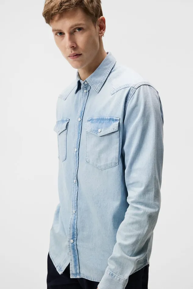 Men Carson Denim Shirt Light Blue JLindeberg Shirts Men Carson Denim Shirt Light Blue JLindeberg Shirts