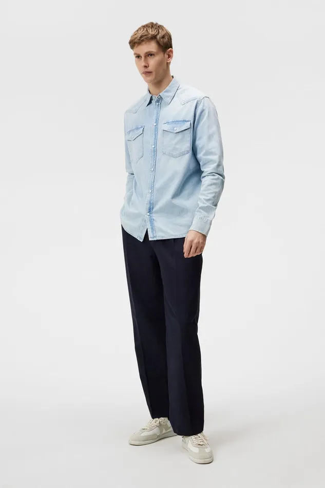 Men Carson Denim Shirt Light Blue JLindeberg Shirts Men Carson Denim Shirt Light Blue JLindeberg Shirts