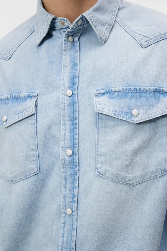 Men Carson Denim Shirt Light Blue JLindeberg Shirts Men Carson Denim Shirt Light Blue JLindeberg Shirts