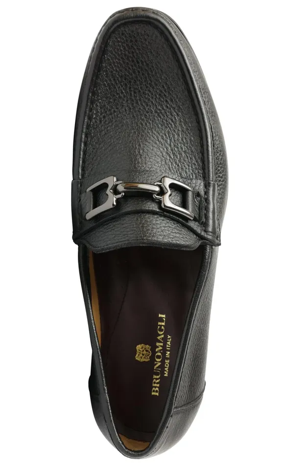 Men Casual Shoes Bruno Magli Trieste Classic Leather Moccasin 8211 Black Cervo