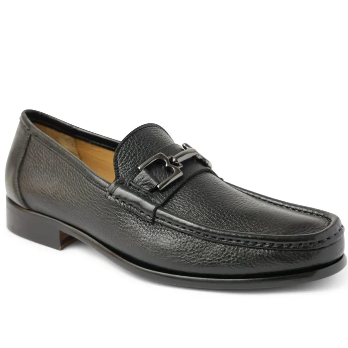 Men Casual Shoes Bruno Magli Trieste Classic Leather Moccasin 8211 Black Cervo