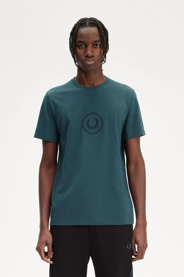 Men Circle Branding TShirt Petrol Blue Fred Perry TShirts