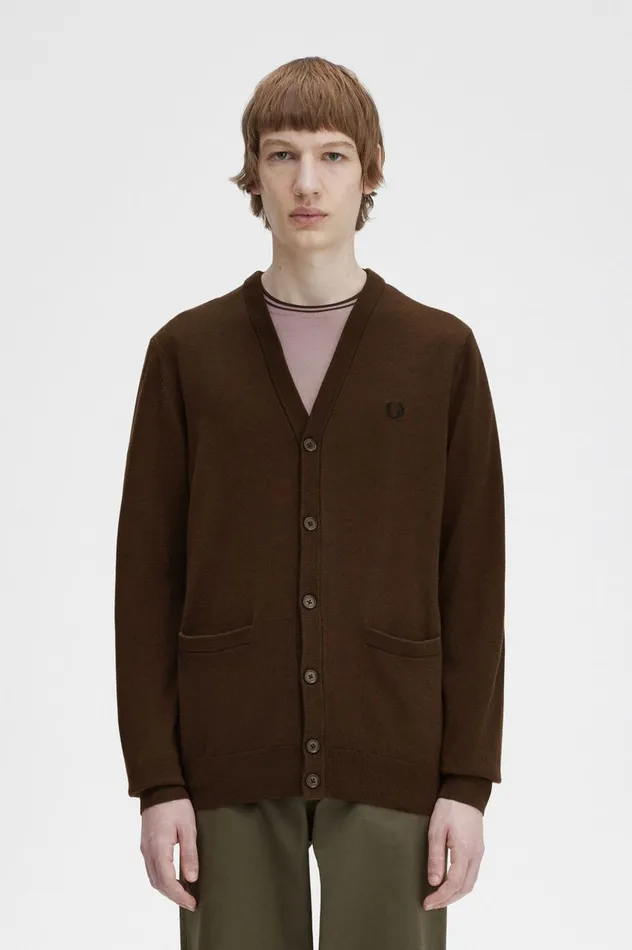 Men Classic Cardigan Burnt Tobacco Fred Perry Knitwear