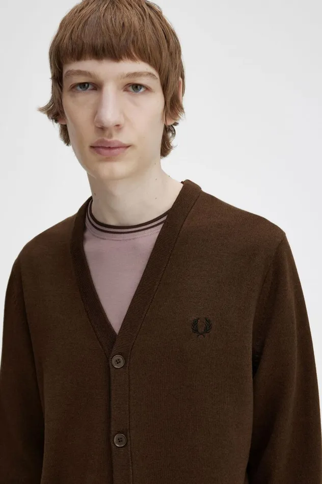 Men Classic Cardigan Burnt Tobacco Fred Perry Knitwear