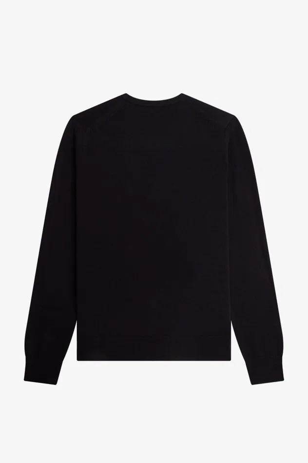 Men Classic VNeck Jumper Black Fred Perry Knitwear
