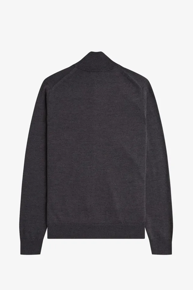 Men Classic Zip Through Cardigan Dark Grey Marl Fred Perry Knitwear