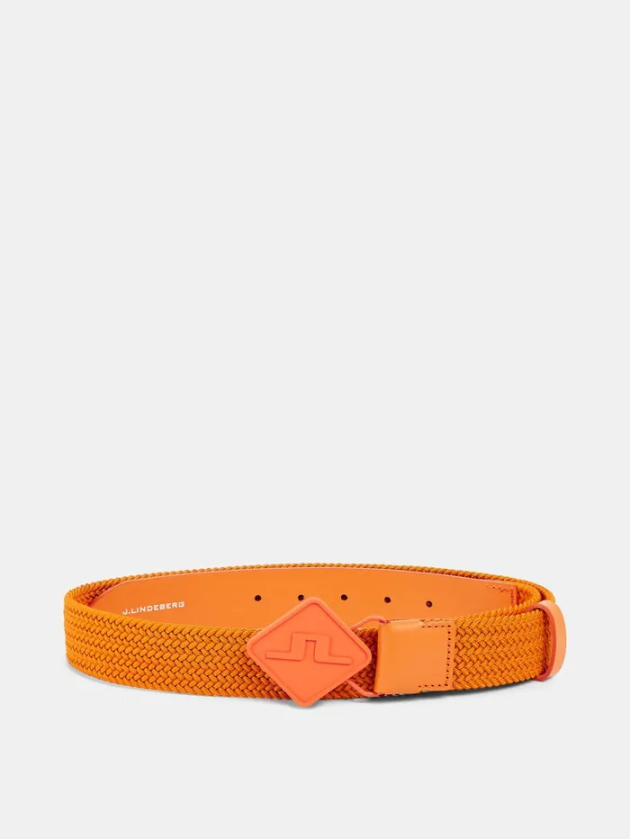 Men Diamond Ealstic Leather Belt Russet Orange JLindeberg Belts