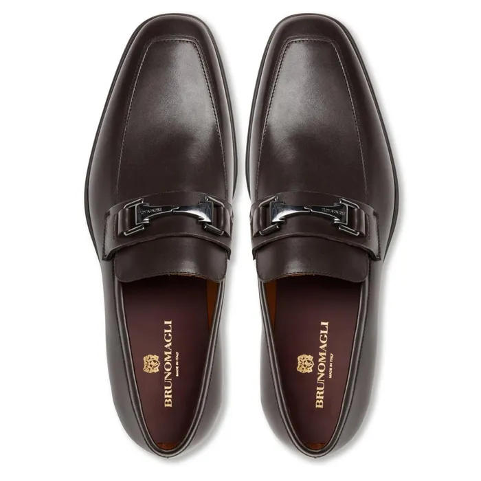 Men Dress Shoes Bruno Magli Raging Bit Leather LoaferBrown