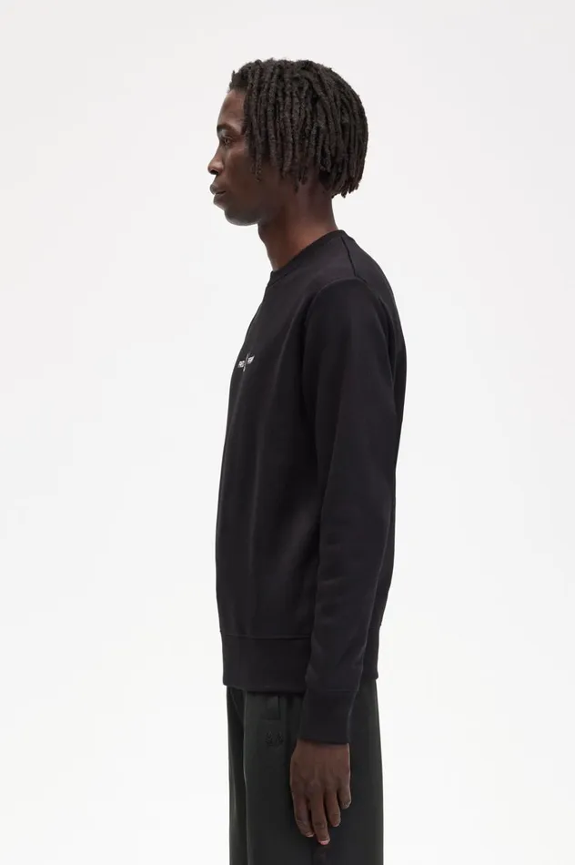 Men Embroidered Sweatshirt Black Fred Perry Sweatshirts