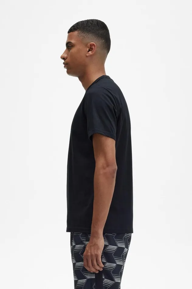 Men Embroidered TShirt Black Fred Perry TShirts