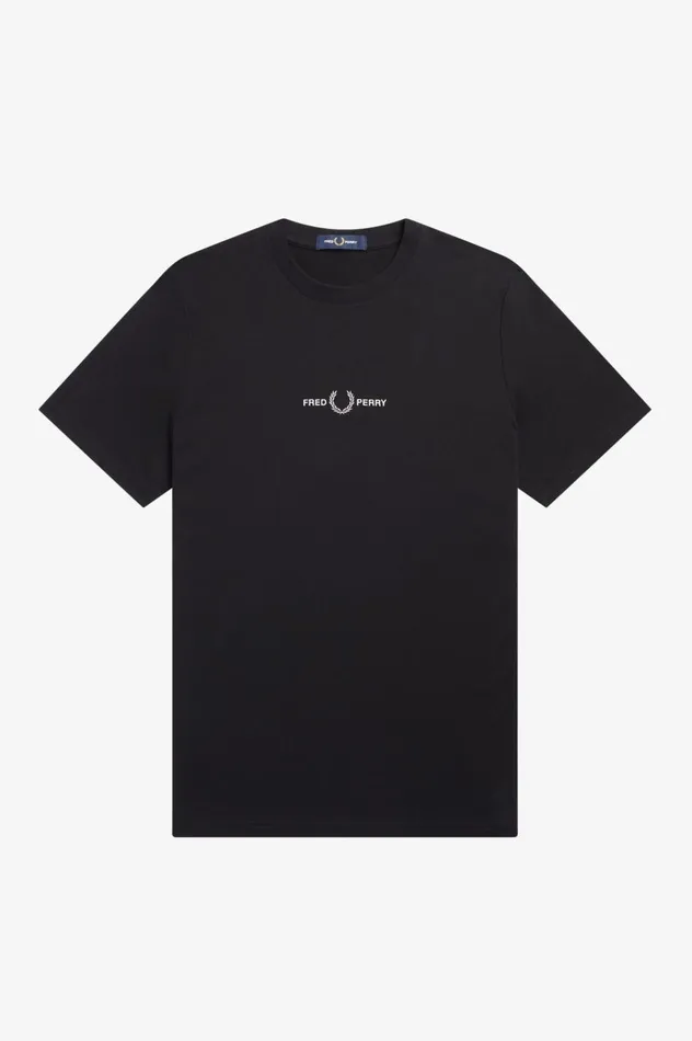 Men Embroidered TShirt Black Fred Perry TShirts