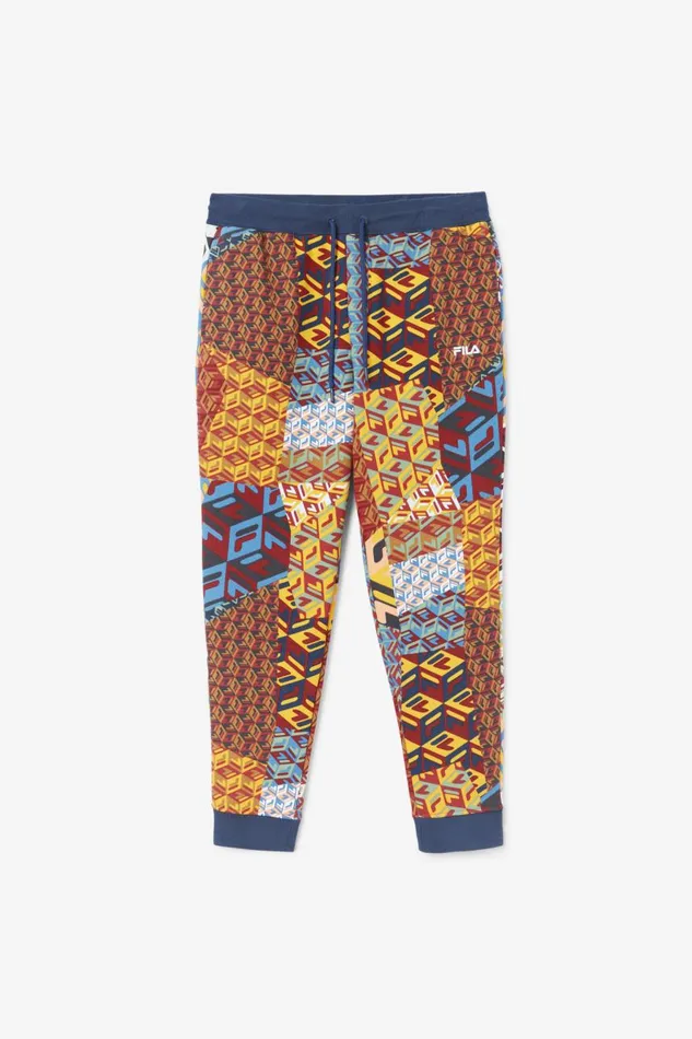 Men Fila Pants and Shorts Amay Jogger Radiant Yellow Print Moonlit Ocean