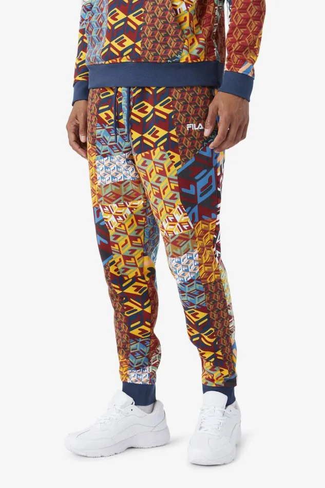 Men Fila Pants and Shorts Amay Jogger Radiant Yellow Print Moonlit Ocean